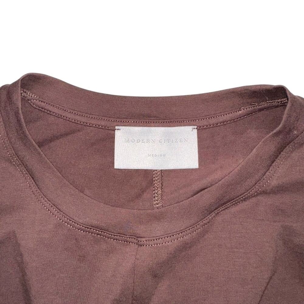Modern Citizen Wei Tie Front Organic Cotton Brown Long Sleeve Midi Dress MEDIUM - Picture 5 of 8